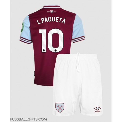 West Ham United Lucas Paqueta #10 Fußballbekleidung Heimtrikot Kinder 2024-25 Kurzarm (+ kurze hosen)